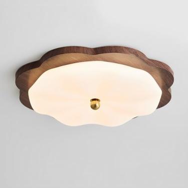 Imagem de Luminária de teto embutida em ferro com textura de madeira moderna e cúpula de acrílico para quarto, sala de estar e corredor