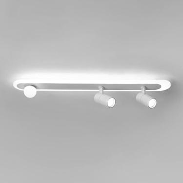 Imagem de Luminária de teto LED branca, longa, semi-embutida, com holofote, moderna, linear, próxima ao teto, 3 modos de cores, lustres para quarto, cozinha, armário, corredor