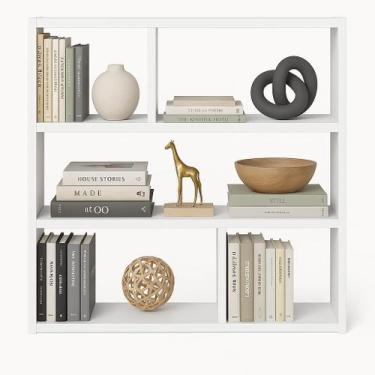 Imagem de Estante Modular Branca 3 Prateleiras com 5 Compartimentos Decorativa p