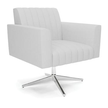 Imagem de Poltrona Giratória Viena Gomada Linho Cinza A05 Base Cromada - D'Rossi