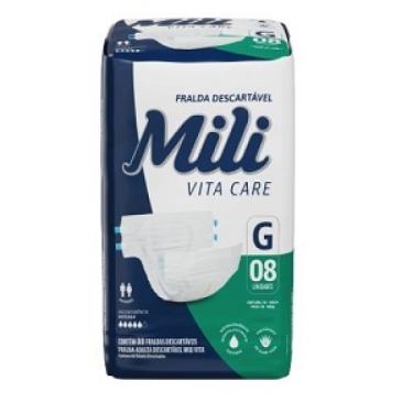 Imagem de Fralda Geriatrica  Mili Vita (p/ Uso Adulto)-tam G- Pacote C/ 8 Fraldas