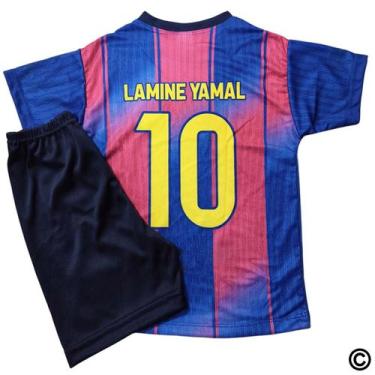 Imagem de Kit Camisa Shorts Infantil Futebol Jogo Treino Tecido Leve Confortável