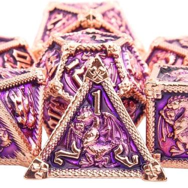 Imagem de Conjunto de dados DND AUSTOR Metal Dungeons and Dragons com caixa 7-Di