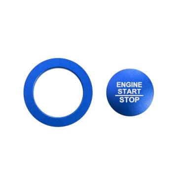 Imagem de Bilisin Acabamento da tampa do botão de partida do motor de alumínio compatível com Honda Civic 11ª geração 2022-2025, CRV 4ª geração 2023-2025 acessórios internos da tampa do botão de ignição (azul)