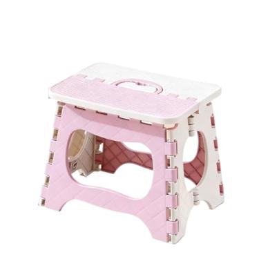 Imagem de Banqueta Banquinho Dobrável De Plástico Resistente Para Viagem(ROSA(PEQUENO),1)