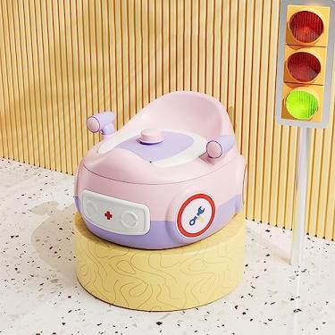 Imagem de Naroote Vaso Sanitário Infantil, Parte Traseira, Alça Segura, Treinamento de Vaso Sanitário, Formato Bonito, Fácil de Limpar, Almofada Macia para Meninas, para Casa (Roxo Rosa)