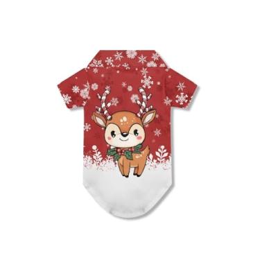 Imagem de Wiryuouvt Adorável roupa de Natal para cães de rena, camisetas polo com colarinho para cães pequenos, médios, gatos, meninos, meninas, roupas ajustáveis para cachorros pequenos, meninos, meninas
