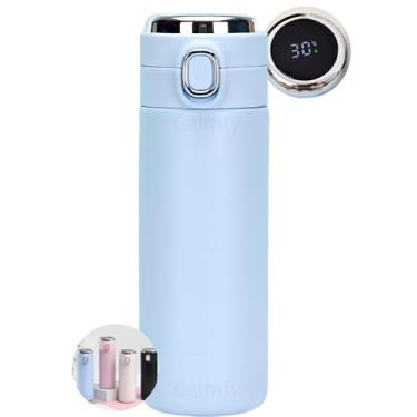 Imagem de Garrafa Térmica de Água 500ml Esportiva, Com Display, Squeeze Academia, Tampa Antivazamento, BPA Free, Parede Dupla Vácuo Fria Quente, Portátil, Masculina Feminina Infantil (Azul Claro)
