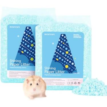 Imagem de BUCATSTATE Roupa de cama de papel para hamster, 900 g, areia de papel sem poeira e controle de odor para hamsters anões sírios, gerbos, lambe, pássaros, répteis (azul)