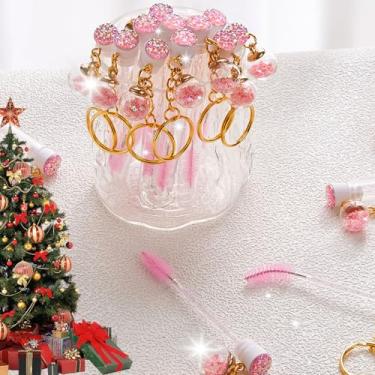 Imagem de Conjunto de 48 varinhas de rímel descartáveis atualizadas, inclui 24 pincéis fofos para cílios de cristal e 24 porta-chaves reutilizáveis, tubos vazios de escova de cílios