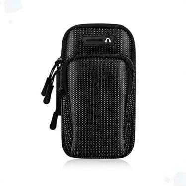 Imagem de Braçadeira Esportiva Premium para Celular, Porta Smartphone à Prova d'Água, com Compartimento para Fone de Ouvido, Ideal para Academia, Corrida e Caminhada, Preto