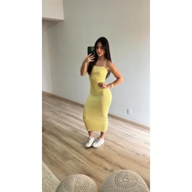 Imagem de Vestido Longo Canelado Transpassado Costas Tricot Verão - Calu Tricot,