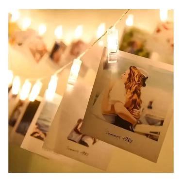 Imagem de Varal De Led Prendedor Com Luz Amarela Cordão De Foto