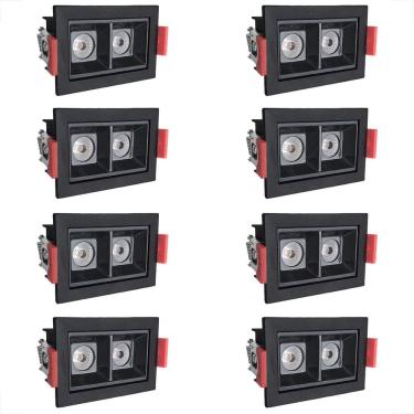Imagem de Kit 8 Spot Embutir Mini Duplo Led Downlight 3000K Sala Bet56