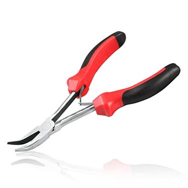 Imagem de Alicate de ponta dobrada de 16,5 cm, mini alicate de agulha dobrado de longo alcance, corrente longa - ponta angular