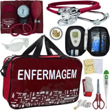 Imagem de Kit Bolsa Aparelho de Pressão Esfigmomanômetro Medidor Enfermagem Prem