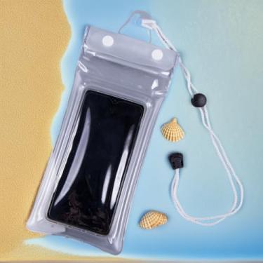 Imagem de Bolsa impermeável para celular, capa de celular à prova d'água para viagens na praia, suporte com alça (branca)