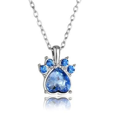 Imagem de Colar feminino com pingente com estampa de pata de pedra do mês de nascimento, presente de aniversário para mãe e gato, mãe, One Size, Aço inoxidável, Sem Pedra Preciosa