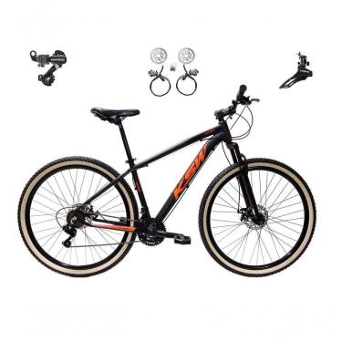 Imagem de Bicicleta Aro 29 Ksw Xlt 24v K7 Câmbios Shimano Freio Hidráulico Garfo Trava Pneu Faixa - Preto/laranja Tam.15