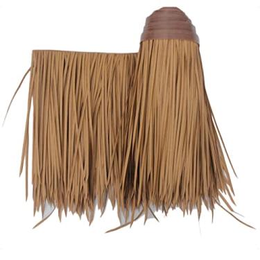 Imagem de Decoração de plástico telhado de palha galpão de palha de plástico falso retardador de chamas palha decorativa PVC fazenda tiki cabana bar telhado palha palmeira rolo de palha (amarelo c, 0,5 x 15 m