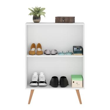 Imagem de Sapateira 2 Portas Retrô Com Espelho Nina Branca/natural