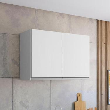 Imagem de Armário de Geladeira Aereo 2 Portas Andreia 80cm AJL Móveis, Branco