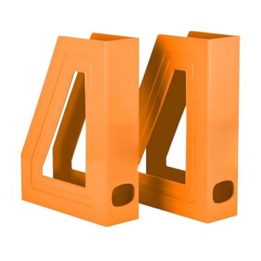 Imagem de Organizador de Papel, Kit 2 Porta Revistas Transparente Organizador Escritório Documentos Revistas Durável Prático, 22 X 7 X 29 Cm(Laranja)