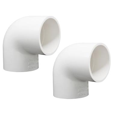 Imagem de Cionyce 2 peças de encaixe de cotovelo de 90 graus PVC de 3,5 cm - acessórios de canto de tubo branco para sistema de irrigação por gotejamento HE051-1-1/2, irrigador, construção de móveis DIY
