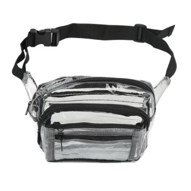 Imagem de Chiffonade Pochete transparente PVC à prova d'água com alça ajustável para trabalho, viagens e esportes (20 x 15 x 8 cm, preta)
