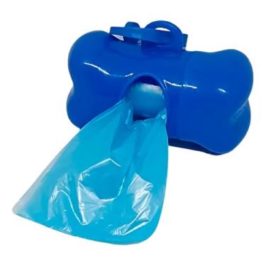 Imagem de Coletor de Dejetos para Cães, Suporte Plástico com 2 Rolos de Sacos, Azul e Verde, 8x5cm, 15 Saquinhos por Rolo (Azul)