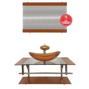 Imagem de Gabinete de Vidro 90cm para Banheiro Romênia - EKASA, Dourado Real