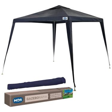 Imagem de Mor - Gazebo Tenda Barraca Ráfia Azul 3x3m com Estrutura em Aço Carbono Tubular, Proteção Solar UV, Fácil de Montar + Bolsa de Transporte, Ideal para Praia, Piscina, Camping, Eventos e Área Externa.