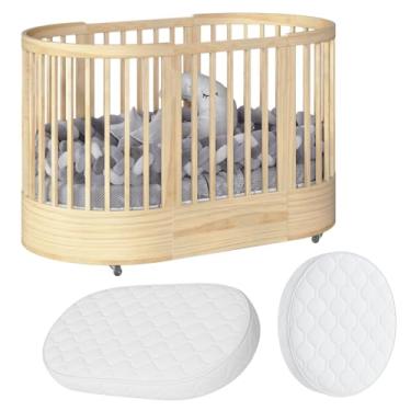 Imagem de Berço Redondo Evolutivo Crescer 3 em 1 Coleção Wave Divicar Fabricado em MDF e Madeira Maciça Eucalipto (NATURE)