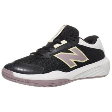 Imagem de New Balance Tênis unissex infantil 996 V6, Preto/Branco/Vinho gelado, 1 Wide Little Kid