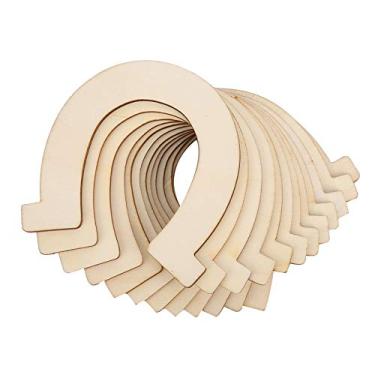 Imagem de Forma de ferradura pingente de madeira diy artesanato pendurado decoração para o natal casamento crianças brinquedo artesanal 24 pçs 83x91mm
