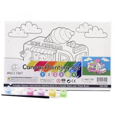 Imagem de Angels Craft Conjunto de telas Paint by Number – Conchas Purrfect | Kit completo para iniciantes | Inclui tela esticada de 29 cm x 19 cm, 6 tintas acrílicas e 1 pincel de artista
