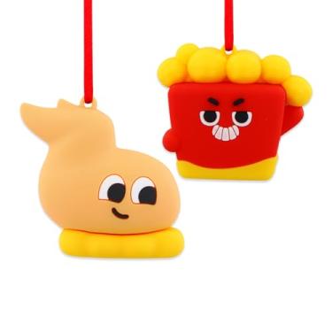 Imagem de Enfeites de Natal de pipoca de frango e asas de frango - Conjunto de 2 enfeites engraçados para pendurar alimentos para decoração de árvore de Natal