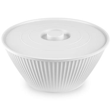 Imagem de Pote Redondo Tigela Com Tampa 4,25L Bowl Organização Alimentos (Branco)