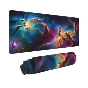 Imagem de CANFLASHION Tapete de mouse colorido com céu estrelado, tapete de mesa de escritório 80 x 28 cm, mouse pad grande para jogos, XL estendido à prova d'água para computador com base de borracha