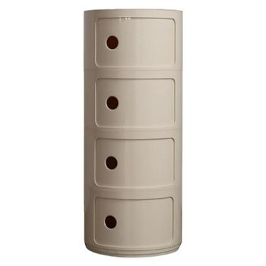 Imagem de Armário de armazenamento multifuncional, mesa de cabeceira com portas de correr, mesa de cabeceira redonda com gavetas, adequado para sala de estar e quarto, espaço pequeno (tamanho: 4 camadas, cor