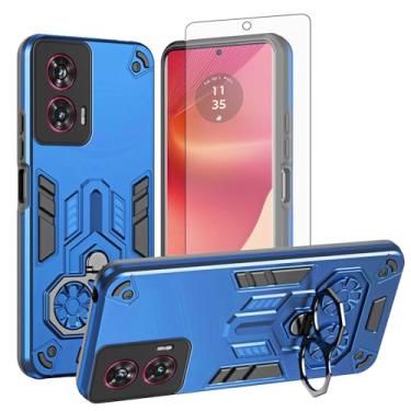 Imagem de Asuwish Capa de telefone para Motorola Edge 50 Fusion com protetor de tela de vidro temperado e suporte de anel de suporte acessórios de celular de couro PU híbrido Edge50 50 Fusion feminino masculino