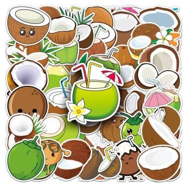 Imagem de Pacote de adesivos Coconut Theme, 50 unidades de vinil impermeável
