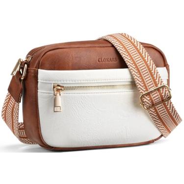 Imagem de CLOKARS Bolsas transversais para mulheres, bolsas pequenas de couro vegano, bolsa de ombro transversal, presentes de aniversário para mulheres, Marrom bege, Medium, Bolsa transversal pequena para