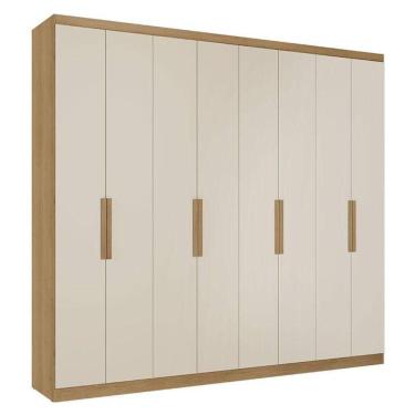 Imagem de Guarda Roupa Casal Milan 8 Portas Capuccino Off White Acetinado - Thb