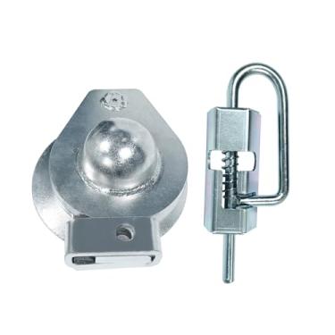 Imagem de Cabeça de acoplador pescoço de ganso com alça bola de 6,5 cm esfera 13,6 kg metal galvanizado soldado universal para reboque