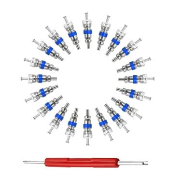 Imagem de Kit de núcleo de válvula adequado para refrigerante R410 R32 R22 com ferramenta removedora, núcleo de haste de válvula de alta pressão com vedação PTFE, peça de substituição universal para HVAC