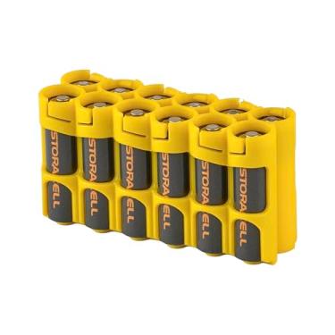 Imagem de Storacell por Powerpax AA Battery Storage Caddy, amarelo, comporta 12 pilhas (não incluídas)
