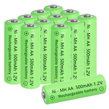 Imagem de Baterias NiMH recarregáveis de 1,2 V AA 500 mAh pré-carregadas para luzes solares, lâmpadas de gramado (12 unidades)