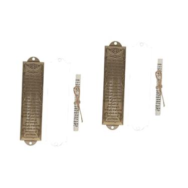 Imagem de 5 Sets Religious Holy Scroll Vintage Decor Religious Mezuzah Craft Mezuzah Decoration House Metal Alloy Crafts Alloy(As Shownx2pcs,13x3.3cmx2pcs)