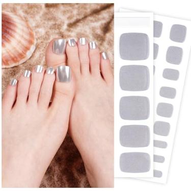 Imagem de DANNI & TONI Tiras de unhas de gel semicuradas prata (Gloss Babe) adesivos de unhas espelhadas gel pedi wraps 37 adesivos